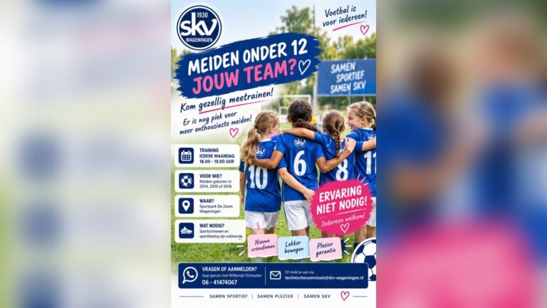 Meidenvoetbal bij SKV Wageningen – kom gezellig meetrainen! — sport in Wageningen